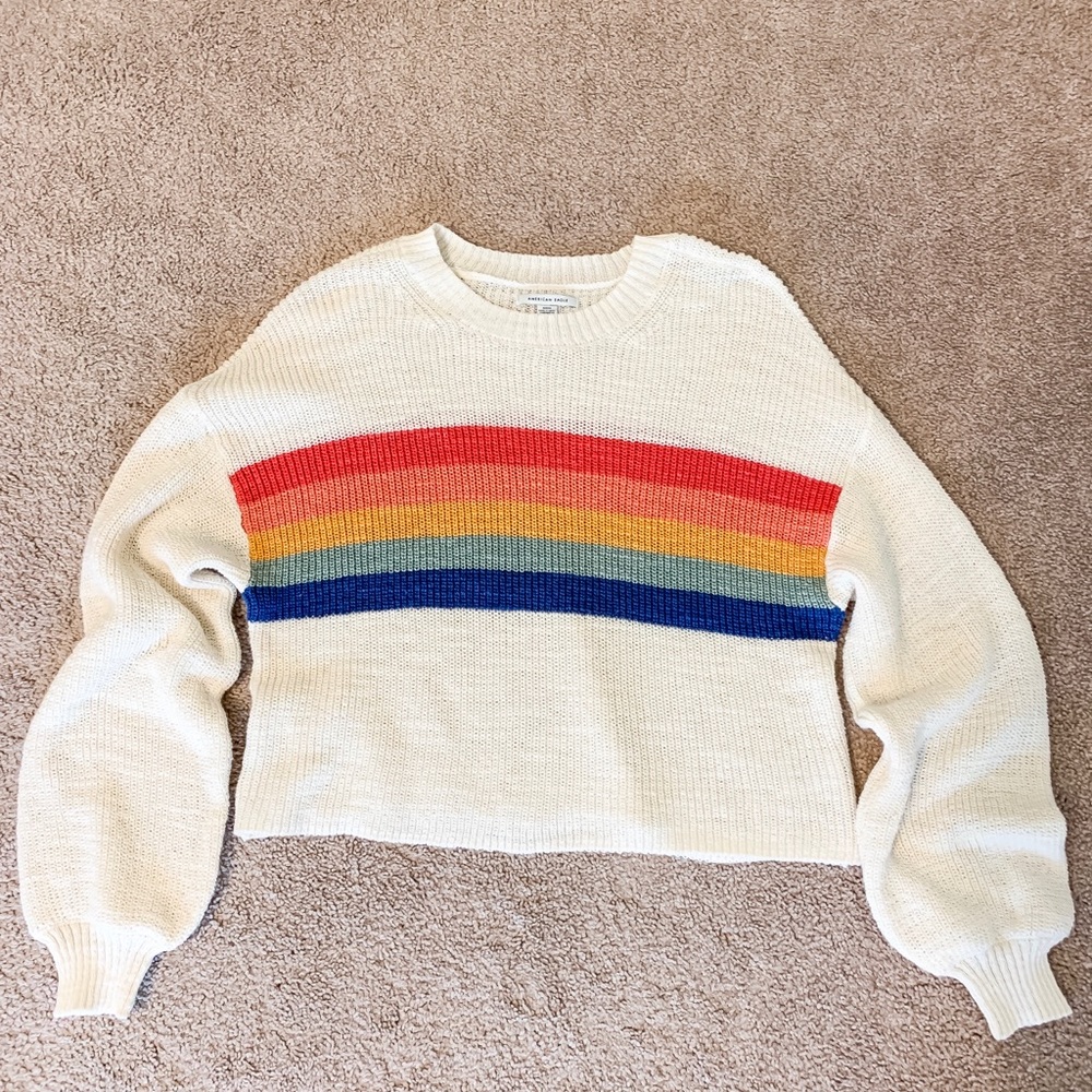 American Eagle Rainbow Crop Sweater